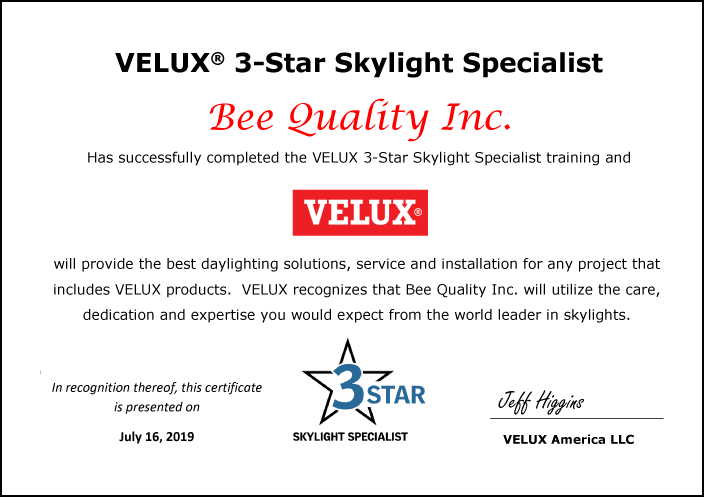 Velux 3 Star Skylight Specialist